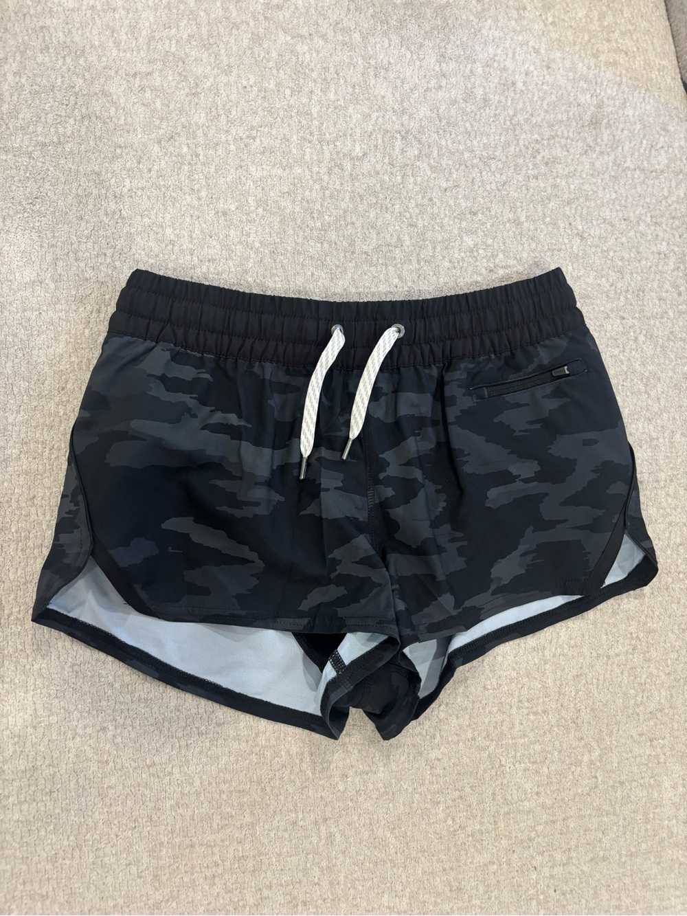 Vuori Black Camo Athletic Shorts with Drawstring